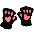 Miniatyrbillede 1 af 5: Sorte Mitten Kvinder - Piger Vinter Mitten Kattepote Handsker - Plys Halv Finger