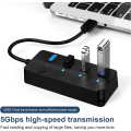 Miniatyrbild 4 av 5: 1PC Svart 4-Portars USB 3.0 Hub, 4-Portars USB 3.0 5Gbps Hub Adapter In