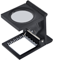 Miniatyrbillede 1 af 5: Stofforstørrelsesglas - LED 10X linse foldestativ stof klud firkant