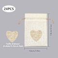 Miniatyrbillede 2 af 5: 24 stk. Hjertemønstret Burlap Sachets Pouches 10*14CM, til smykker