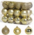 (Gull) 24 PCS 3CM Julekuler, Festpynt, Shatterproo