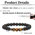 Miniatyrbilde 3 av 5: Frostet vulkansk stein blå furu 3 stykker 8mm perle armbånd for M