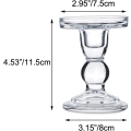 Miniatyrbillede 5 af 5: 2 stk. klare glas søjlelysestager, højde 11,5 cm D