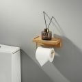 Miniatyrbilde 3 av 3: Toalettpapirholder i massivt tre, dobbel montering på vegg, selvklebende
