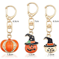 Miniatyrbilde 2 av 5: 3 stk Halloween nøkkelring Gresskarhatt Katt Veske Pung Anheng Nøkkel Cha