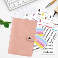 Miniatyrbillede 3 af 5: Dousha pink sæt, A6 løsbladet klips PU blødt læder notesbog kontanter