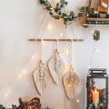 Miniatyrbillede 1 af 5: Macrame Vægophæng Vævet Gobelin Boho Dekoration Blad Fjer Håndlavet