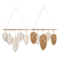 Pikkukuva 5 / 5: Bohemian Chic Feather Macrame Seinätekstiili Käsintehty Kudotut Lehdet