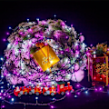 Miniatyrbillede 4 af 5: (Pink)，20M 200 LED To-farvede lyskæder på grøn ledning med 8
