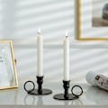Miniatyrbild 3 av 5: Svart metalljusstake - Set med 2 dekorativa avsmalnande ljusstakar