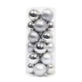 Miniatyrbild 1 av 5: Silverfärgade 3 cm julgranskulor, 24-pack med blandade hängen