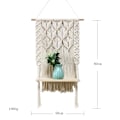 Miniatyrbild 4 av 5: Väggmonterad hylla i trä, macramé, bohemisk dekoration, växter, tofsar, handvävd