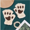 Miniatyrbillede 5 af 5: Sorte Mitten Kvinder - Piger Vinter Mitten Kattepote Handsker - Plys Halv Finger