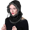 Miniatyrbillede 1 af 5: Termisk Fleece Strikket Balaclava Hue 2 i 1 Hætte Halstørklæde Hat W