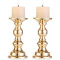 Miniatyrbillede 1 af 5: 2 stk. Guld Metal Søjle Lysestager, Bryllup, Lysestager C