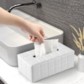 Miniatyrbild 4 av 5: (Vit) Rektangulär Läder Näsdukslåda