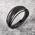 Miniatyrbild 5 av 5: Flätad läderarmband för män Svart