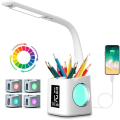 Miniatyrbillede 3 af 5: Hvid LED-skrivebordslampe, børns skrivebordslampe med RGB-farve nattelys