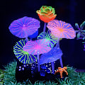 Miniatyrbillede 2 af 5: Glødende effekt kunstig svamp akvarium lotus ornament silico