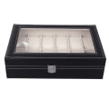 Miniatyrbilde 5 av 5: Watchbox Watchbox for 12 klokker med vindu svart med hvit sjø