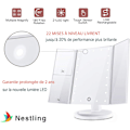 Pikkukuva 4 / 5: Meikkispeili, kolminkertainen suurennus 21 LED-valolla, 10X/3X/2X Lig