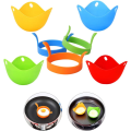 Miniatyrbilde 1 av 4: Sett med 3 non-stick silikon eggformer + 4 eggpoachere