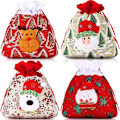 Miniatyrbillede 1 af 5: 4 stk. Julegodteposer Stof Poser med Snøre Gave Giveaways f