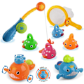 Miniatyrbillede 1 af 5: Fiskelegetøj til badet - Fri for skimmelsvamp - Fiskespil - Svømmende hval - BPA-fri - Vandlegetøj