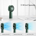 Miniatyrbillede 2 af 5: (Travel-Green) Håndholdt Vifte, 4000mAh Mini Bærbar Vifte, USB Genopladelig