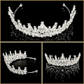 Miniatyrbilde 3 av 5: 1 stk krystalltiara krone, barokk dronning krone sølv bryllup tiara