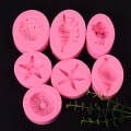 Miniatyrbillede 1 af 5: 7 stk. Dyr Ocean Kage Silikone Fondant Form 3D Søstjerne Hav Skaller