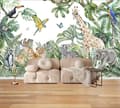 1 stk 200x150cm Non-Woven tapet Jungeldyr Giraff Elefant