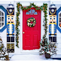 Miniatyrbillede 1 af 5: Sæt med 2 nøddeknækker julebannere, udendørs ophængning jul
