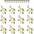 Miniatyrbilde 1 av 4: 12 stk hvite blomster dekorative dusjgardinkroker i metall U-form,