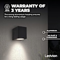 Miniatyrbild 2 av 5: LED-vägglampa för utomhusbruk - Svart - Kub - Fyrkantig - 1x GU10 Down - W