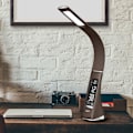 Miniatyrbillede 4 af 5: Brun-U2 5W LED-skrivebordslampe, dæmpbar skærm, skrivebordslampe med alarm