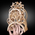 Miniatyrbild 3 av 5: Träklocka 3D Träkonstruktionssats utan lim Laserskurna 3D