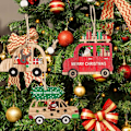 Miniatyrbild 3 av 5: Hängande julgransdekoration i trä, julgranshängare i trä