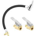 Pikkukuva 1 / 5: Schrader-venttiililetku polkupyörän pumppuun, jatkoletku rengaspumppuun (20 cm), uros-kumiletku rengaspumppuun ja 2 kpl auton adapteriventtiilejä
