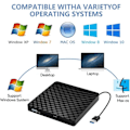 Miniatyrbillede 2 af 3: Ekstern USB 3.0 CD DVD-enhed, ekstern CD/DVD/RW/ROM-brænder til overførsel til stort system Windows 10/8/7/XP/Vista/Linux/Mac OS/PC