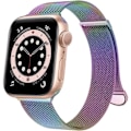 Miniatyrbillede 1 af 5: Rustfrit stål mesh loop magnetisk spænde erstatning for iWatch armbånd (41mm/40mm/38mm, Regnbue).