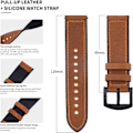 Miniatyrbillede 3 af 5: 22mm Armbånd, Læder og Silikone Smartwatch Armbånd Comp