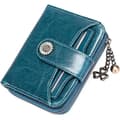 Women's Wallets Genuine Leather Small Bifold Compact Ladies Wallet with RFID Protection A Peacock Blue, A