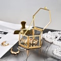 Miniatyrbillede 3 af 5: Ringboks ringboks glas smykkeskrin geometrisk opbevaring ringe øreringe kæder til stue bryllup gold