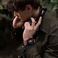 Miniatyrbillede 2 af 5: 22mm Armbånd, Læder og Silikone Smartwatch Armbånd Comp