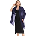 Miniatyrbilde 4 av 4: Marineblå kveldssjal og sjal Skjær chiffon Elegant myk silke