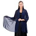 Miniatyrbilde 1 av 4: Marineblå kveldssjal og sjal Skjær chiffon Elegant myk silke