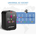 Miniatyrbillede 3 af 5: Rejseadapter, Universal /EU/US/AU-stik International Rejse Stikdåse med 2 USB-porte til over 200 lande