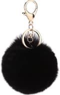 Furry Pompom Nyckelring, Mjuk att Ta På (Svart)