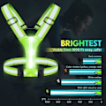 Miniatyrbilde 2 av 4: LED-refleksvest, USB-oppladbar, justerbar midje/skulder - Grønn